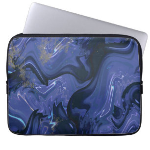 Galaxy Swirl Blue Glitter Abstract Cosmic Pattern Laptop Sleeve