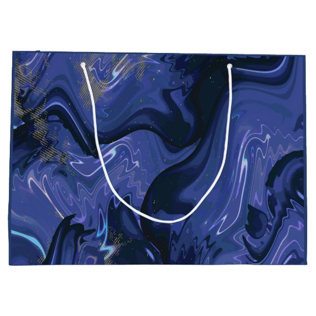 Galaxy Swirl Blue Glitter Abstract Cosmic Pattern  Large Gift Bag (Back)