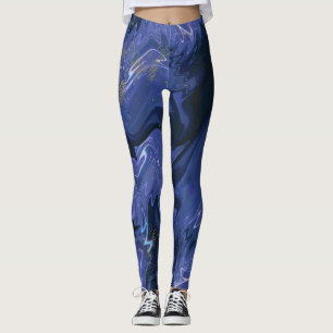 Galaxy Swirl Blue Glitter Abstract Cosmic Pattern Leggings