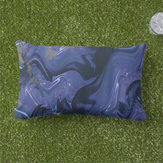 Galaxy Swirl Blue Glitter Abstract Cosmic Pattern  Lumbar Cushion (Grass)