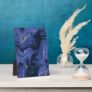 Galaxy Swirl Blue Glitter Abstract Cosmic Pattern Plaque