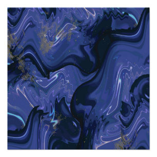 Galaxy Swirl Blue Glitter Abstract Cosmic Pattern  Poster