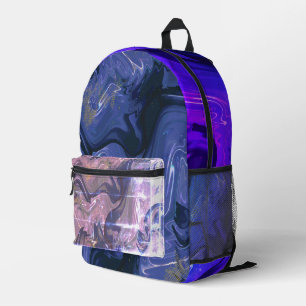 Galaxy Swirl Blue Glitter Abstract Cosmic Pattern  Printed Backpack