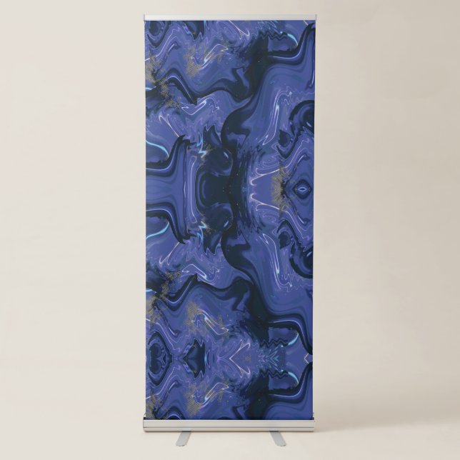 Galaxy Swirl Blue Glitter Abstract Cosmic Pattern  Retractable Banner (Front)