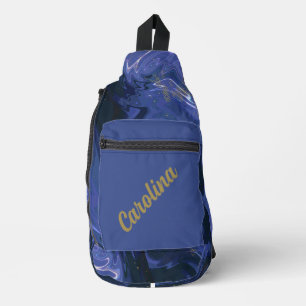 Galaxy Swirl Blue Glitter Abstract Cosmic Pattern Sling Bag