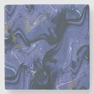 Galaxy Swirl Blue Glitter Abstract Cosmic Pattern Stone Coaster