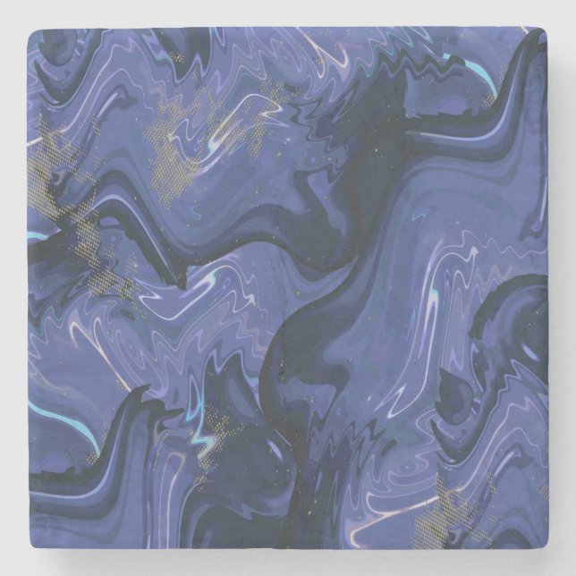 Galaxy Swirl Blue Glitter Abstract Cosmic Pattern  Stone Coaster (Front)