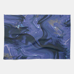 Galaxy Swirl Blue Glitter Abstract Cosmic Pattern Tea Towel