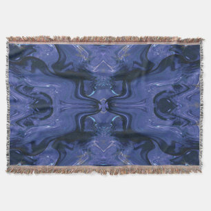 Galaxy Swirl Blue Glitter Abstract Cosmic Pattern  Throw Blanket