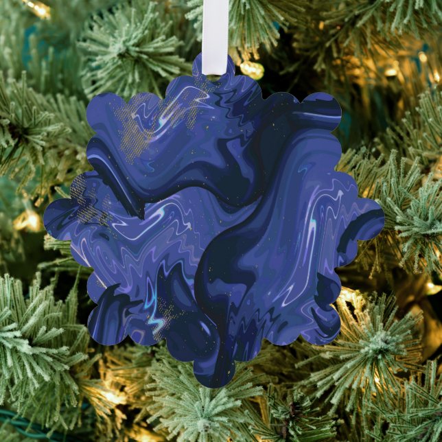 Galaxy Swirl Blue Glitter Abstract Cosmic Pattern  Tree Decoration Card (Insitu (Tree))