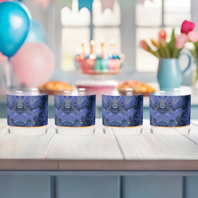 Galaxy Swirl Blue Glitter Abstract Cosmic Pattern  Whiskey Glass (Insitu (Baby Shower))