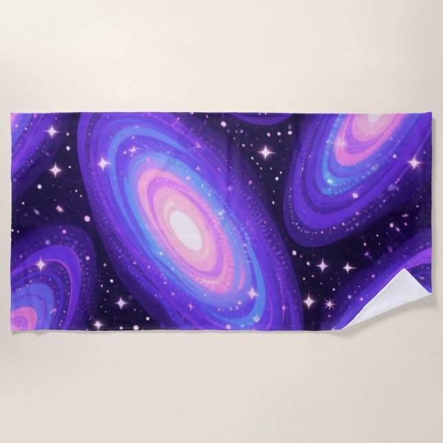 Galaxy Swirls Pattern Dreamy Cosmic Nebula Design Beach Towel (Front)