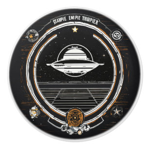 "Galaxy-Themed Ceramic Pull – Unique UFO & Space