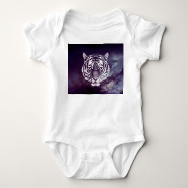 Galaxy Tiger Face Wallpaper Baby Bodysuit (Front)