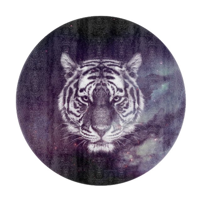 Galaxy Tiger Face Wallpaper Cutting Board (Front)
