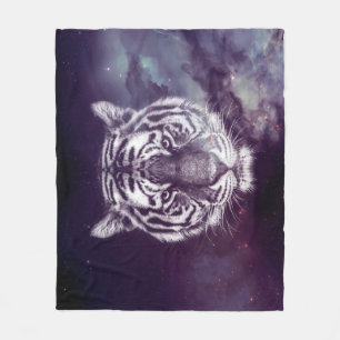 Galaxy Tiger Face Wallpaper Fleece Blanket