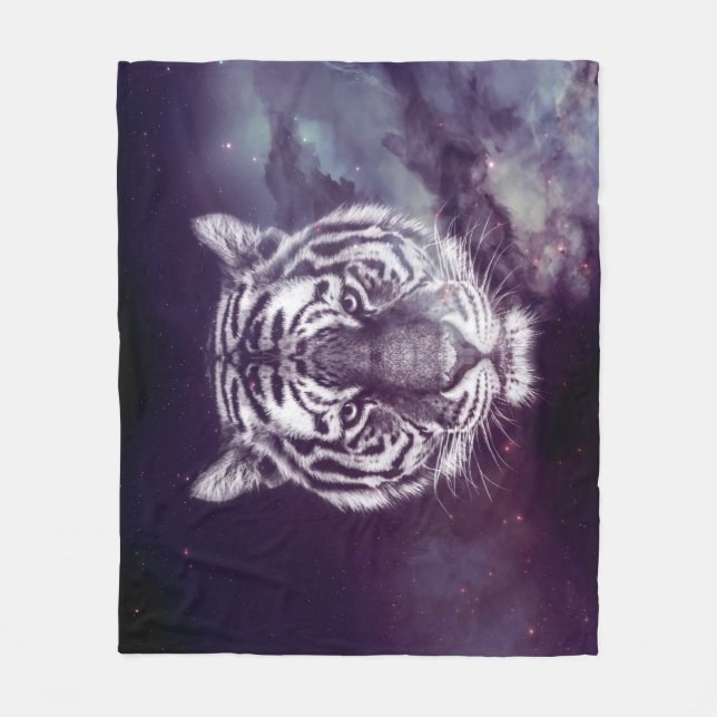 Galaxy Tiger Face Wallpaper Fleece Blanket (Front)