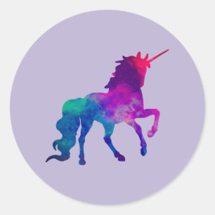 Galaxy Unicorn in Sky Colours of Blue and Purple,  Classic Round Sticker