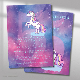 Galaxy Unicorn Magical Starry Birthday Party Invitation