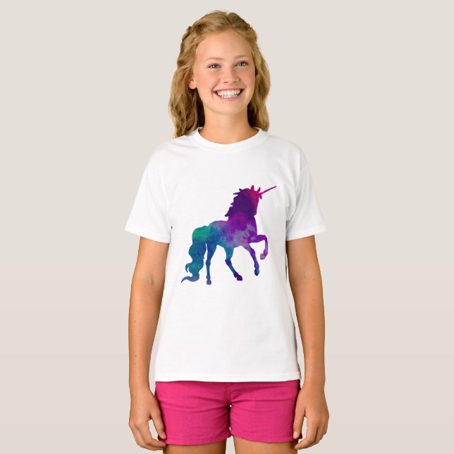 Galaxy Unicorn Sky Colours of Blue and Purple, ZKO T-Shirt (Front Full)