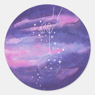 Galaxy Universe Hand Classic Round Sticker