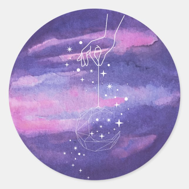 Galaxy Universe Hand Classic Round Sticker (Front)