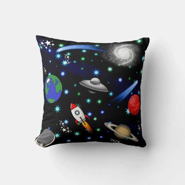 Galaxy Universe - Planets, Stars, Comets, Rockets Cushion (Front)