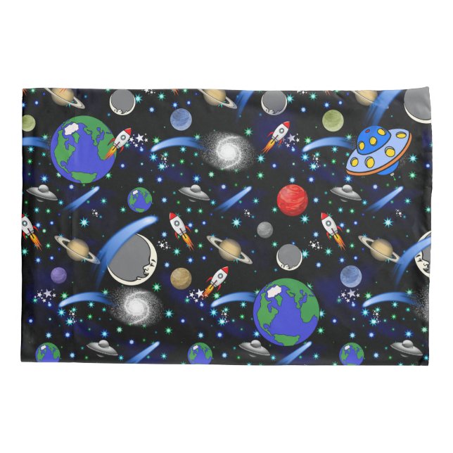 Galaxy Universe - Planets, Stars, Comets, Rockets Pillowcase (Back)