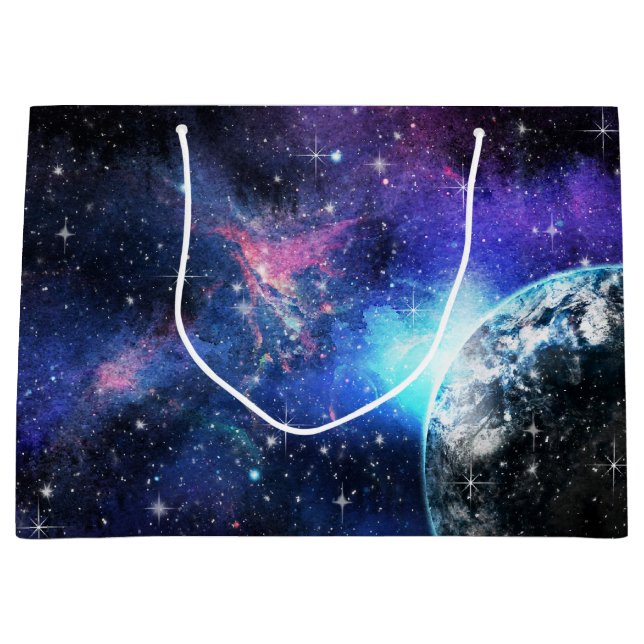 Galaxy, Universe, Stars, Outer Space Gift Pattern Large Gift Bag (Front)