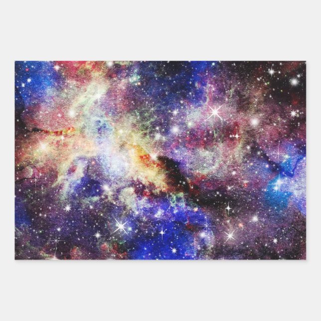 Galaxy, Universe, Stars, Outer Space Gift Pattern Wrapping Paper Sheet (Front)