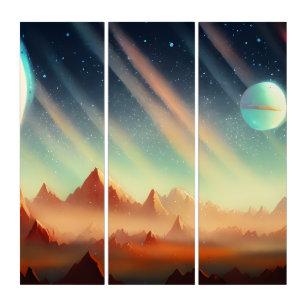 Galaxy, Universe, Stars, Outer Space     Triptych