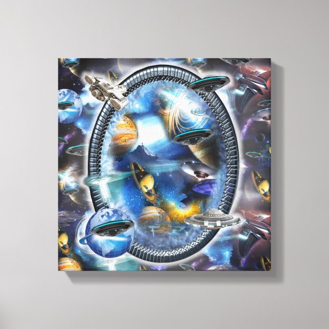 Galaxy Visitors in Space Canvas Print (Front)