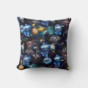 Galaxy Visitors in Space Cushion