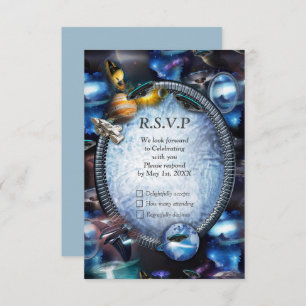 Galaxy visitors in space  RSVP card