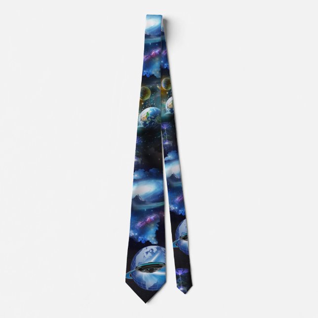 Galaxy Visitors In Space Socks Tie (Front)