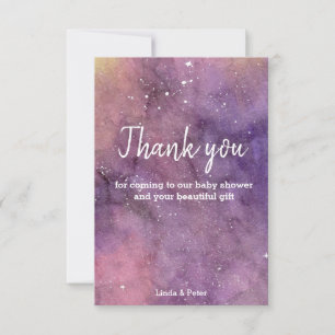 Galaxy Watercolor Baby Shower Thank You Card