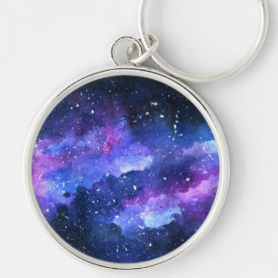 Galaxy Watercolor Purple Gift for Teen Key Ring