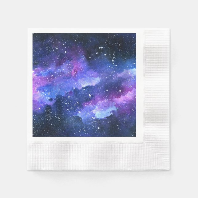 Galaxy Watercolor Purple Teen Party Napkin (Front)