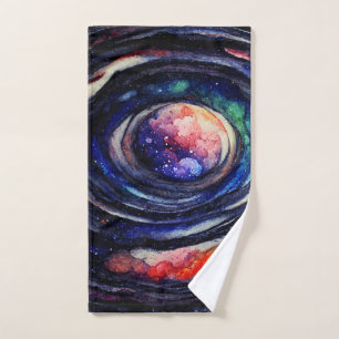 Galaxy Watercolor Space Planet Solar System Hand Towel