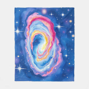 Galaxy Watercolor Swirling Colours and Sparkling Fleece Blanket