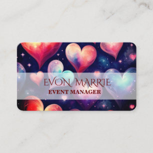 Galaxy Watercolor Valentine Art Business Card