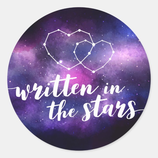 Galaxy Wedding Constellation Written In The Stars Classic Round Sticker (Front)