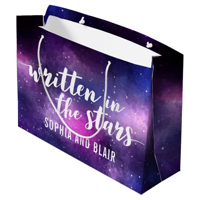 Galaxy Wedding Written In The Stars Personalised Large Gift Bag (Back Angled)