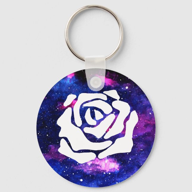 galaxy white rose key ring (Front)