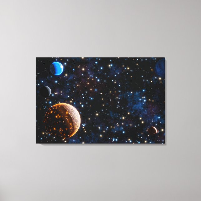 Galaxy with stars and planets canvas print (Front)