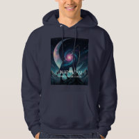 Galaxy Wolf Silhouette with Mystical Nebula Moon