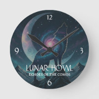 Galaxy Wolf Silhouette with Mystical Nebula Moon -