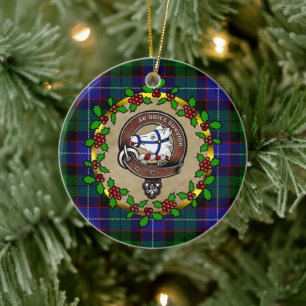Galbraith Clan Badge & Tartan Personalised Xmas Ceramic Tree Decoration
