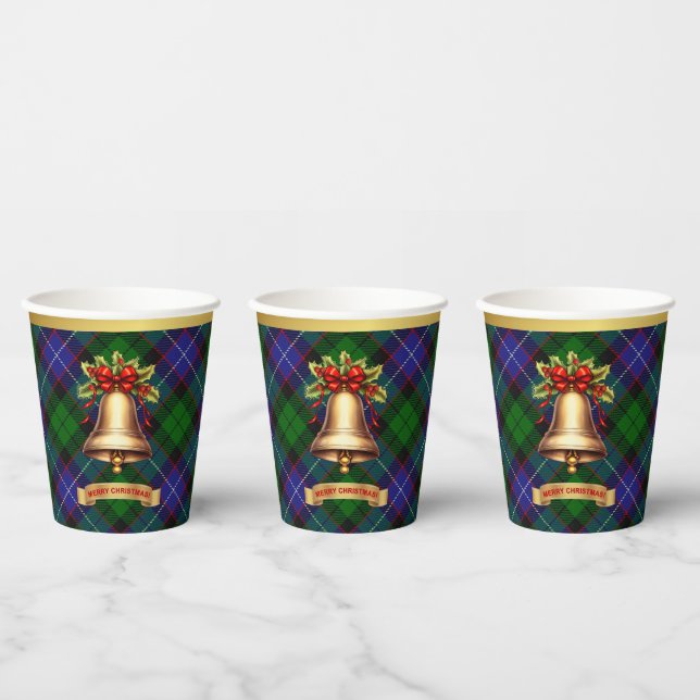 Galbraith Personalised Tartan Christmas Paper Cups (Multi)