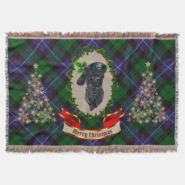 Galbraith Scottie Dog Christmas Throw Blanket (Front)